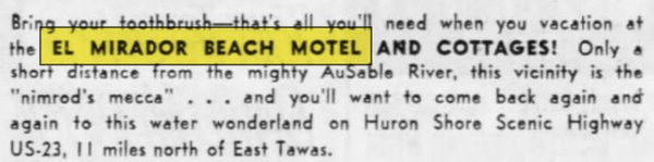 El Mirador Beach Motel - Aug 1961 Ad
